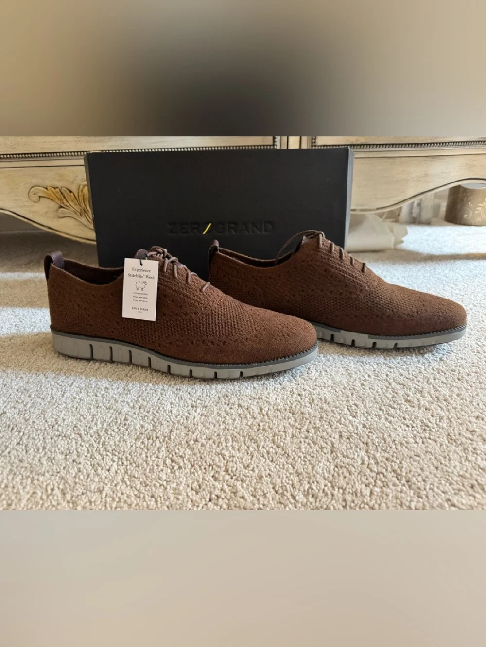 Cole Haan Brown Knit Zerogrand Lace-Up Sneakers